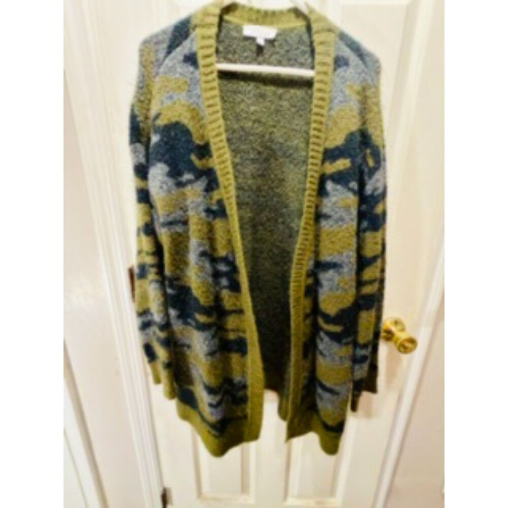 New Directions Black, Gray & Olive Tones Cardigan Size Large